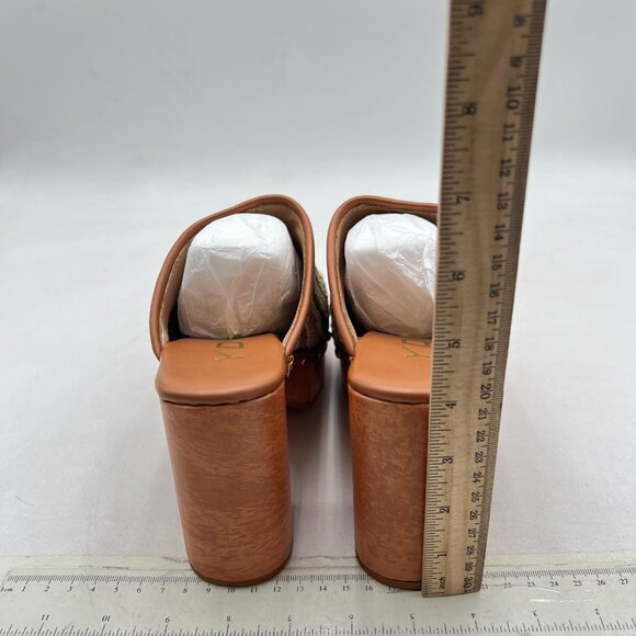 YDN Multi Platform Slip On Clogs Mules Cork High Heel Round Toe Rivet Shoes - Picture 5 of 8